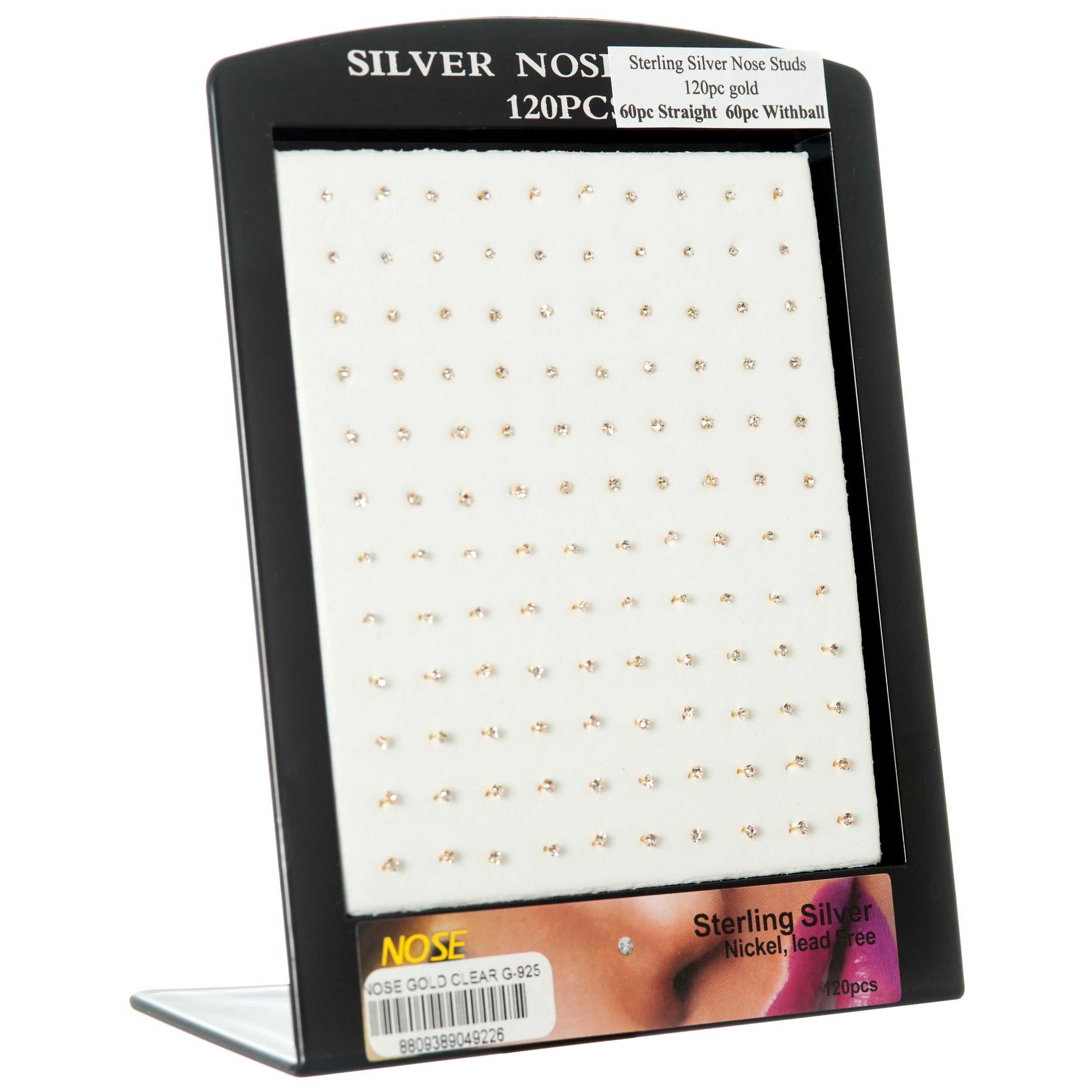 Nose Ring Straight & W/ Ball Gold #G-925 (120 Pack)