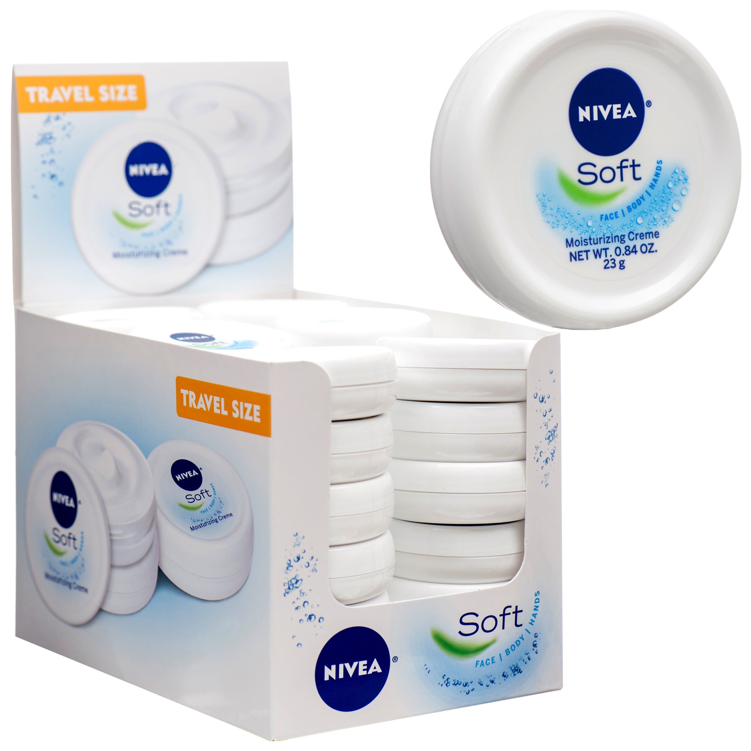NIVEA Soft Moisturizing Cream 0.8 oz travel‑size tins – lightweight face and body cream (36 pack)
