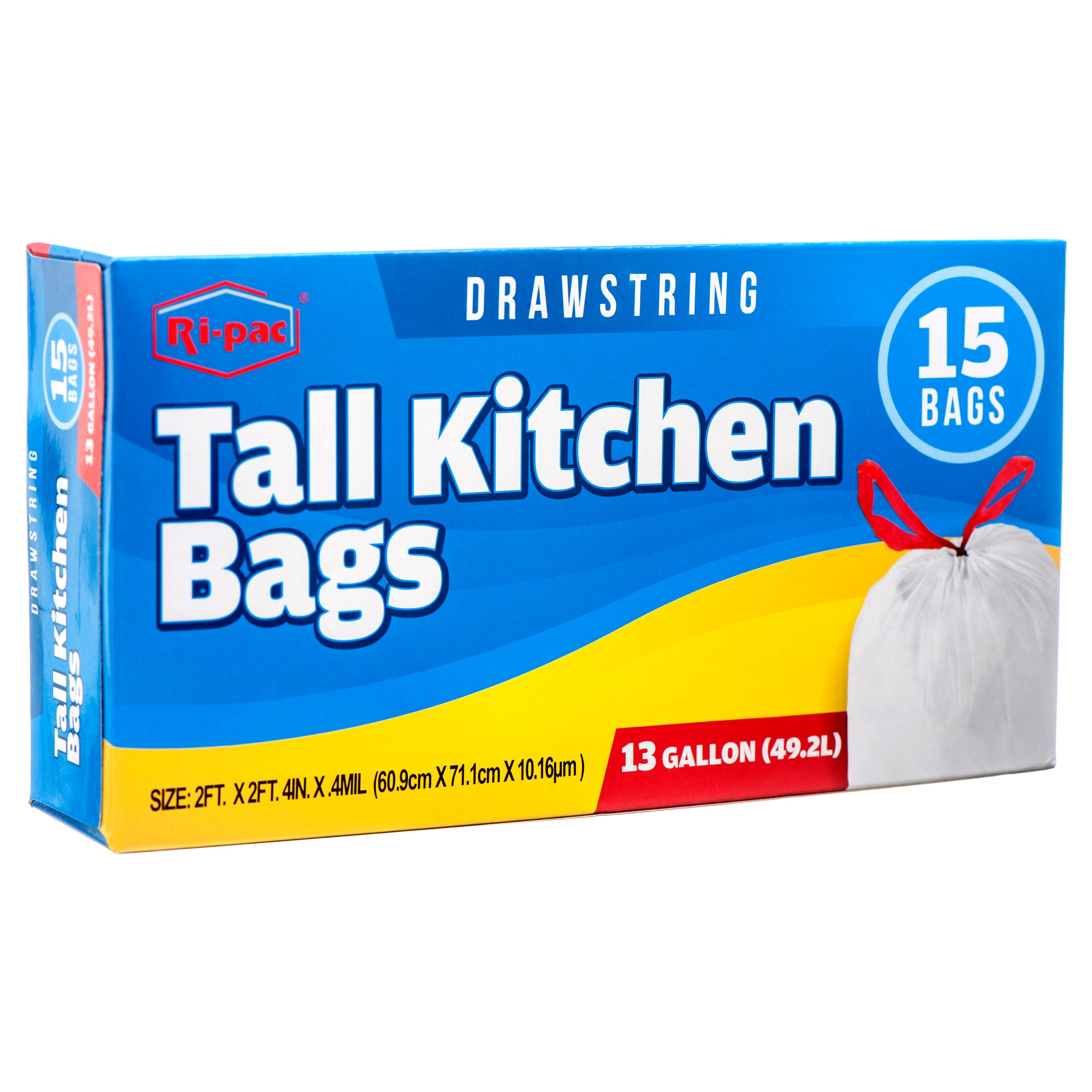 Ri-Pac Trash Bag W/Drawstring 13 Gal 15 Ct White (Pack Of 1)