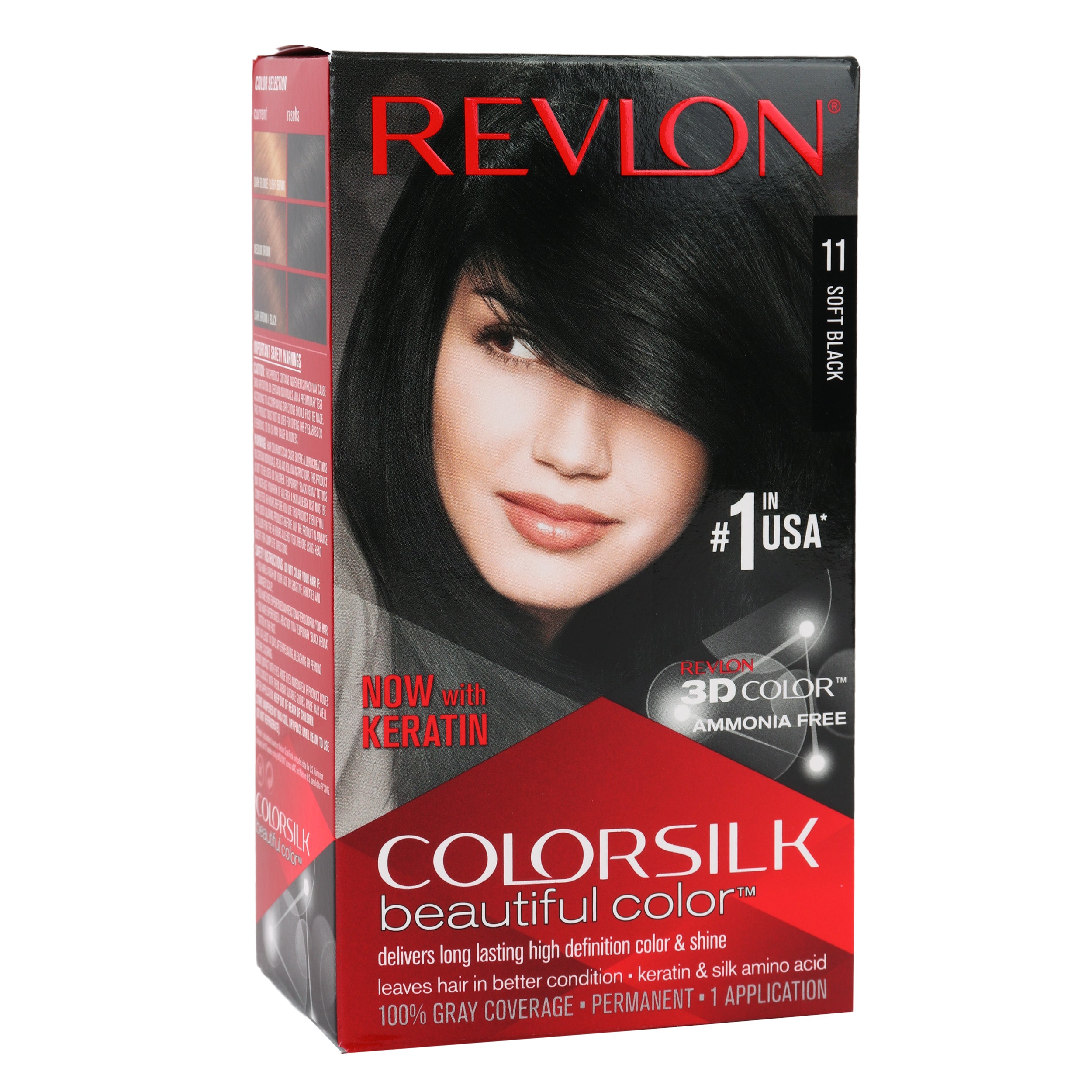 Revlon Colorsilk Beautiful Color Hair Dye 11 Soft Black box – ammonia‑free permanent hair color (12 pack)