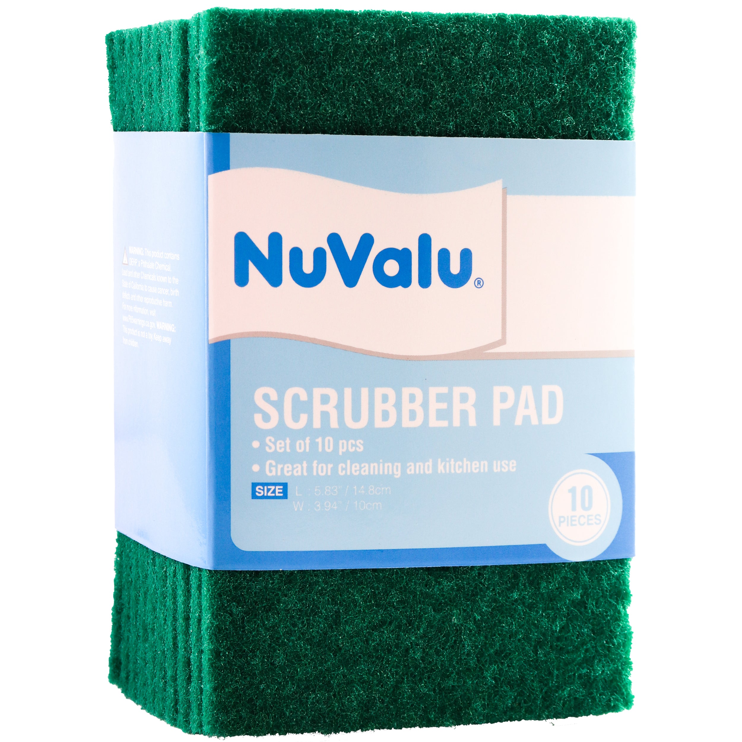 NuValu scrubber pads 10 count green scouring pads for kitchen cleaning 24 pack