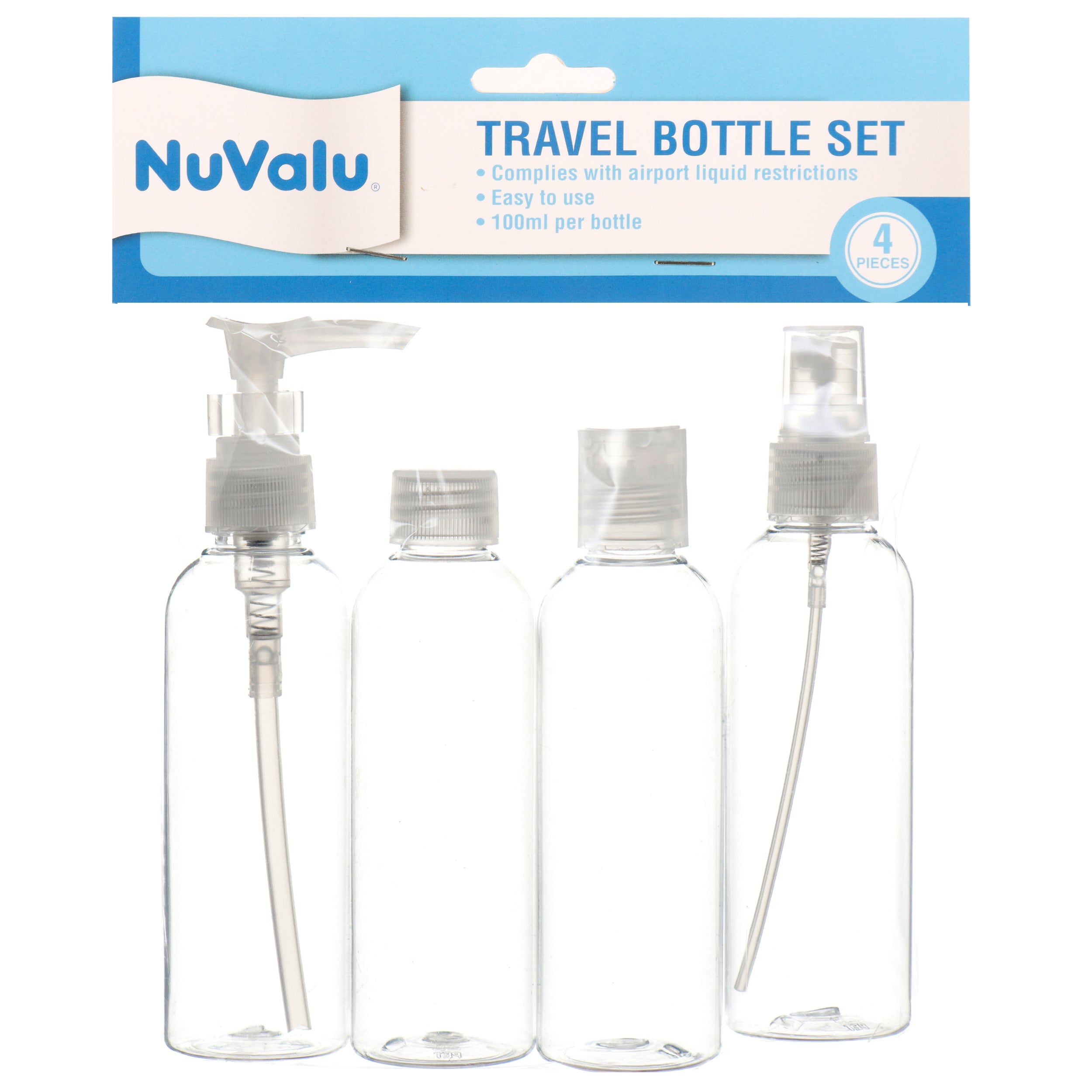 Nuvalu Travel Bottle 4Pcs Set 100Ml (Pack Of 1)