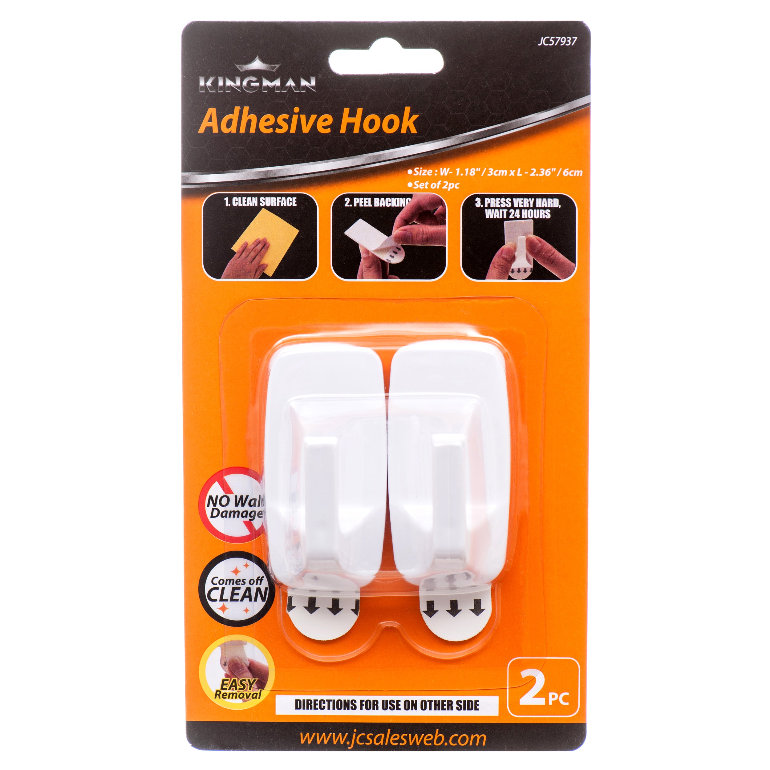 Kingman Adhesive Hook 2Pc (Pack Of 1)