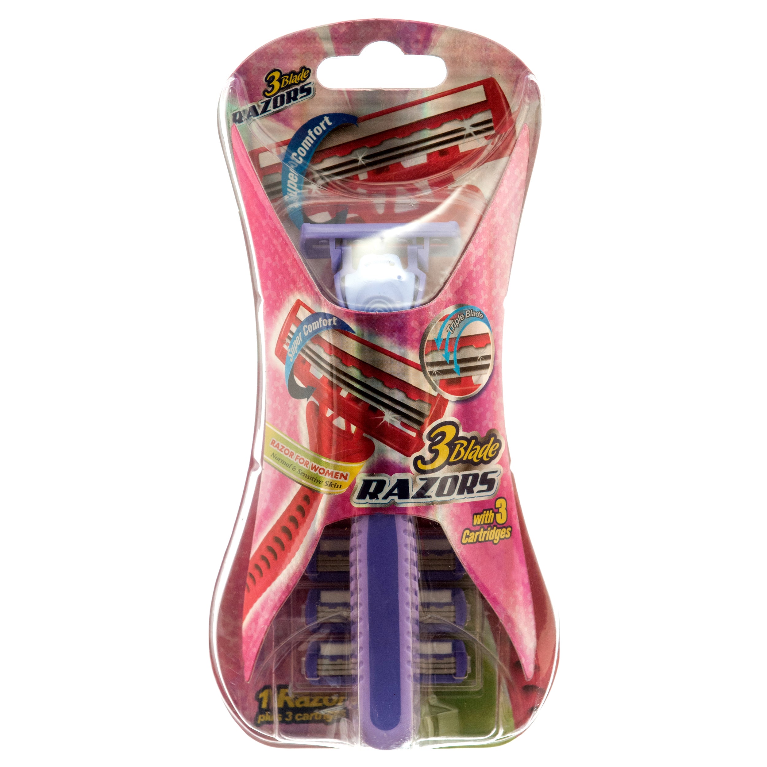 Razor 3 Blades With 1+3 Cartridge For Woman W/Lubricating Strip (Pack Of 1)