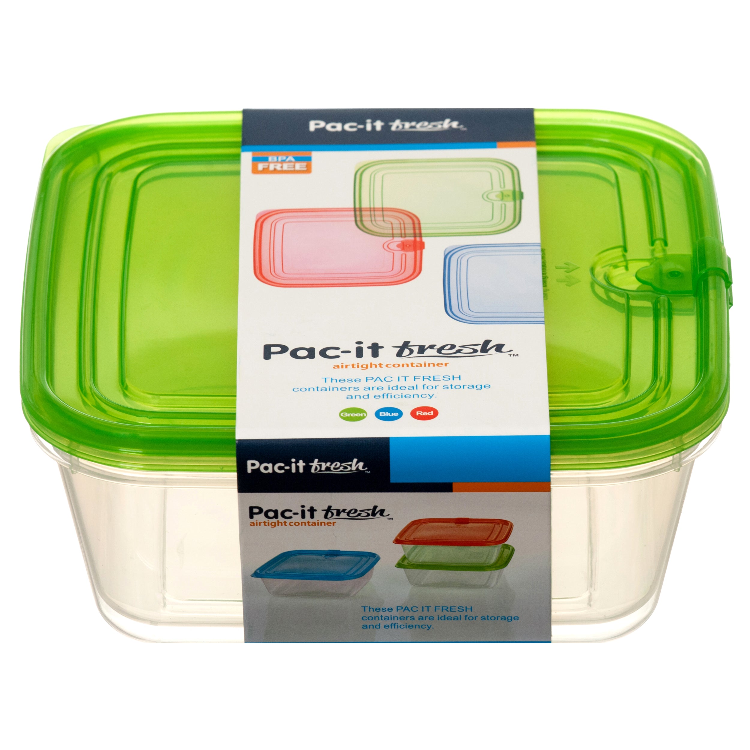 Plastic Container Sq 1.4L 2Pc Set 3 Asst Clr #75047P (36 Pack)