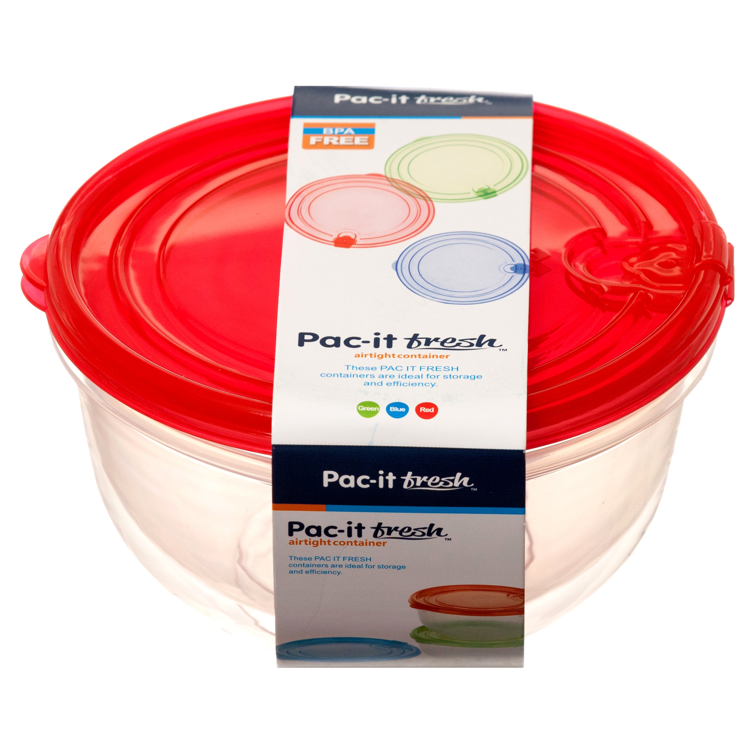 Plastic Container Rd 760Ml 2Pc Set 3 Asst Clr #75026P (48 Pack)