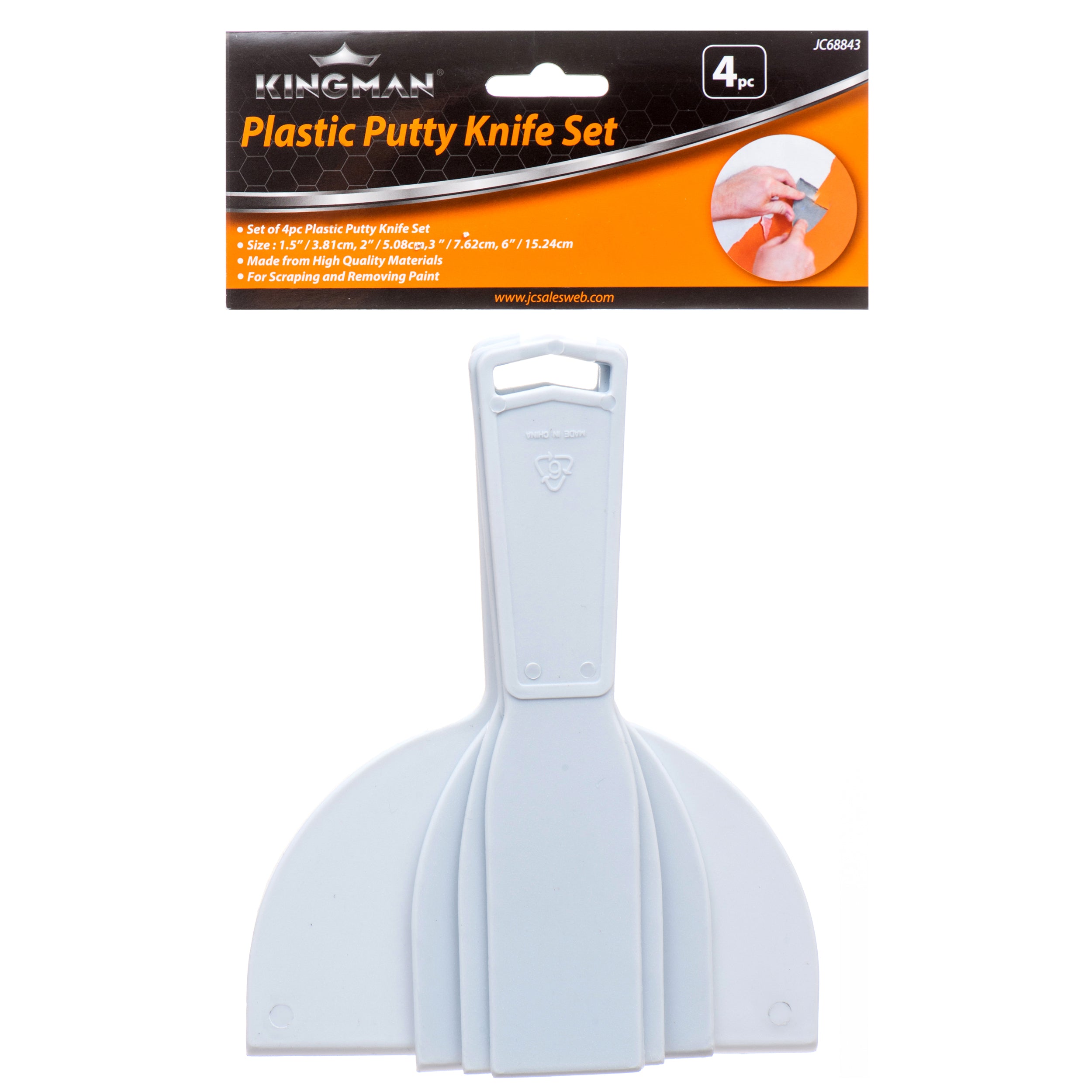 Kingman Plastic Putty Knife Set 1.5"/2"/3"/6" 4Pc Asst Size (Pack Of 1)
