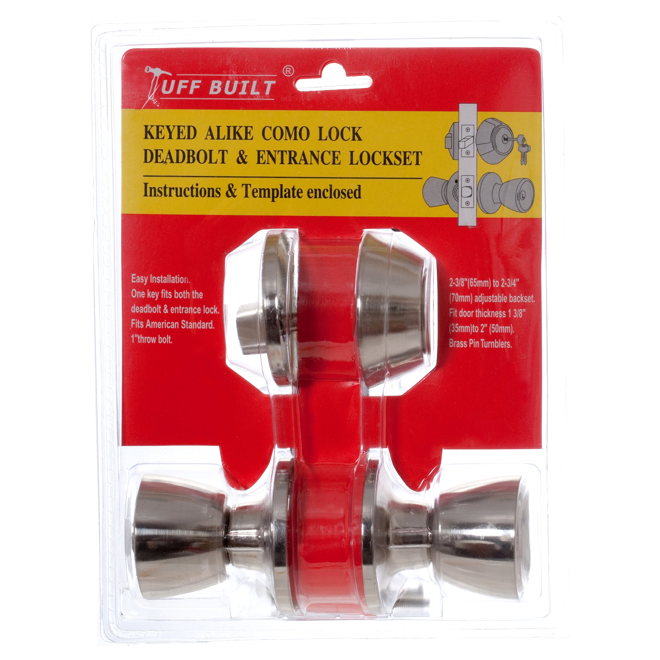 Lock Entry Knob W/Dead Bolt 2Pc Set #33381 (6 Pack)