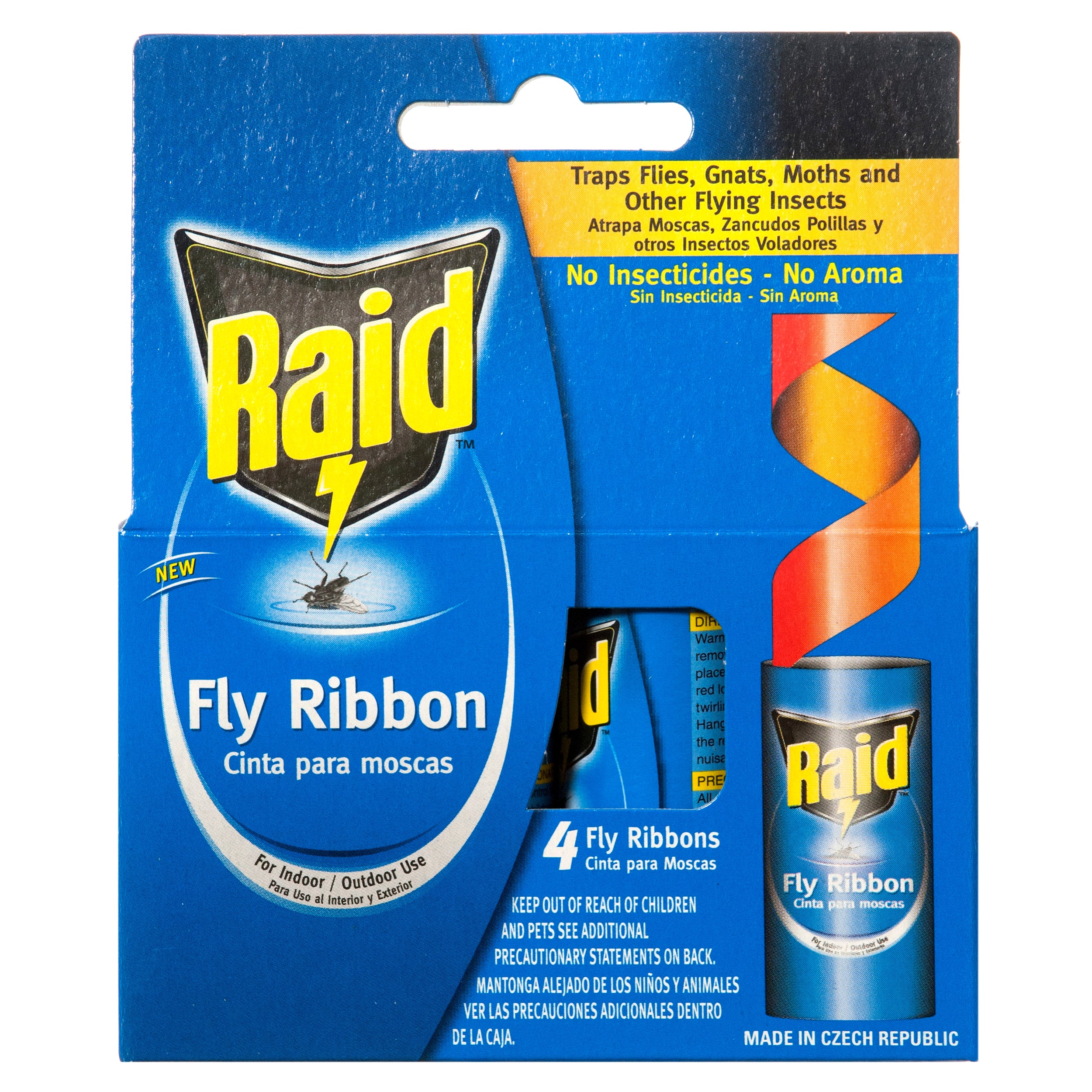 Raid fly ribbon traps 4 count pack hanging sticky fly catchers non toxic insect control
