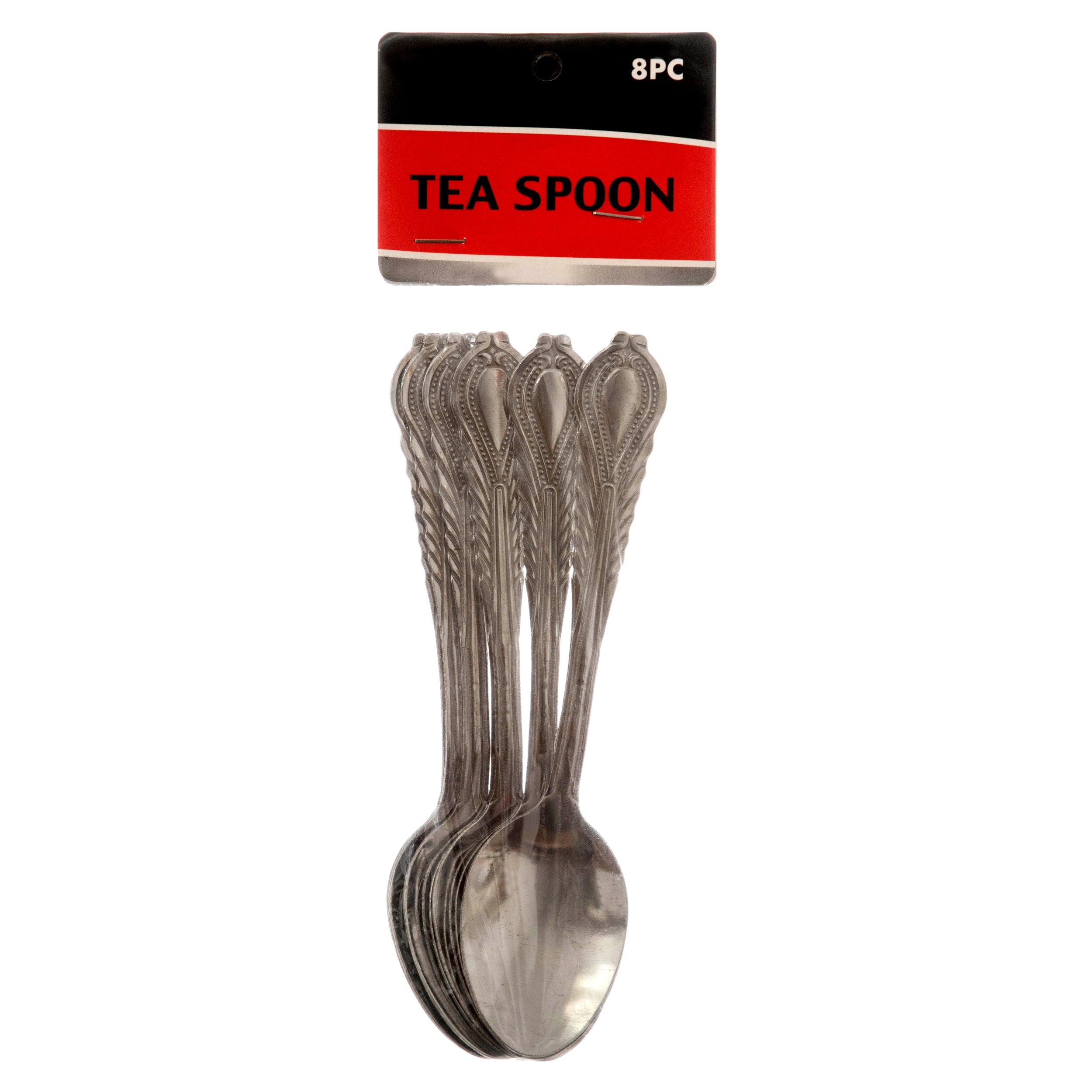 Tea Spoon 8Pc Stainless Steel 5" W/Design #011245 (24 Pack)