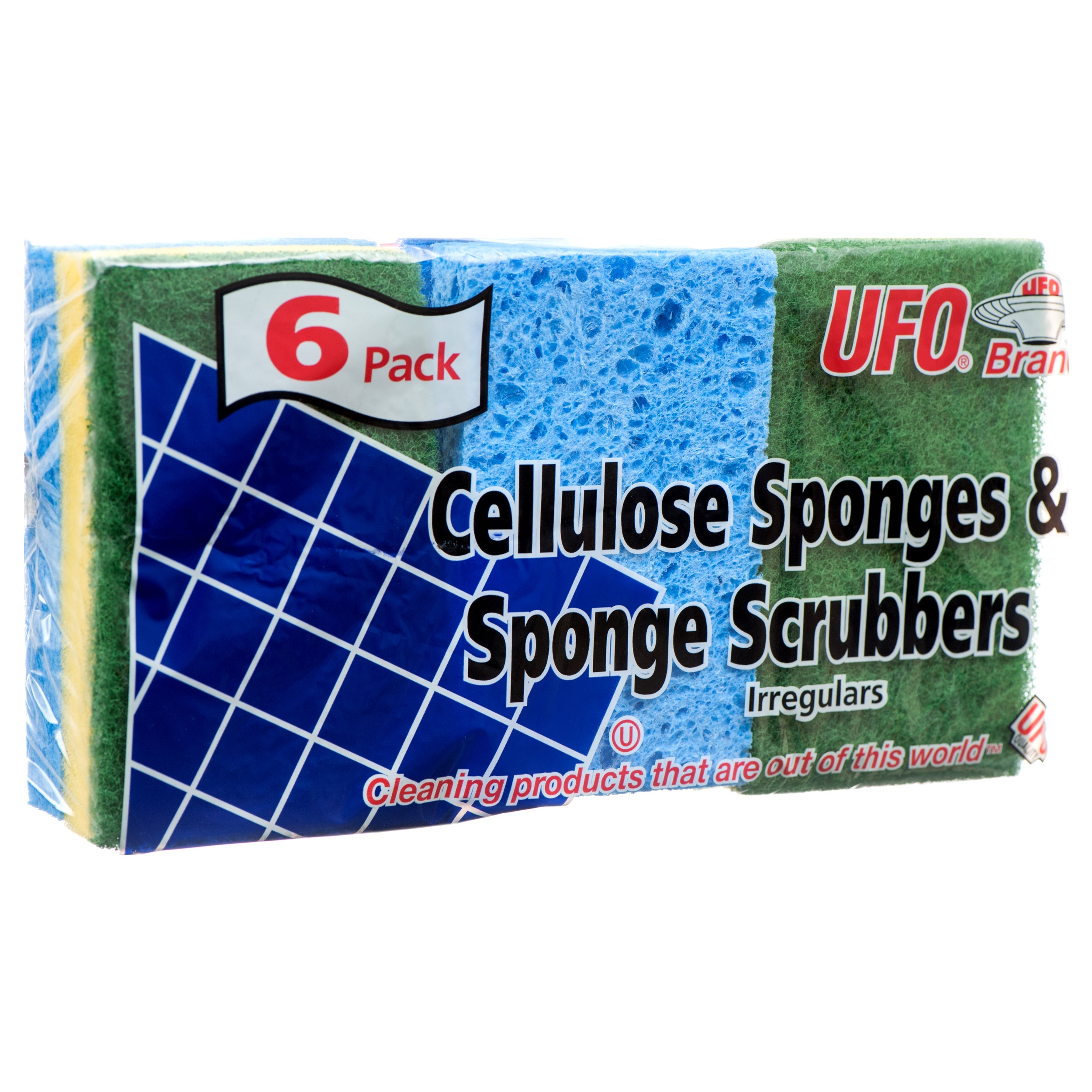 UFO Brand cellulose sponges and sponge scrubbers 6 pack – kitchen cleaning sponges