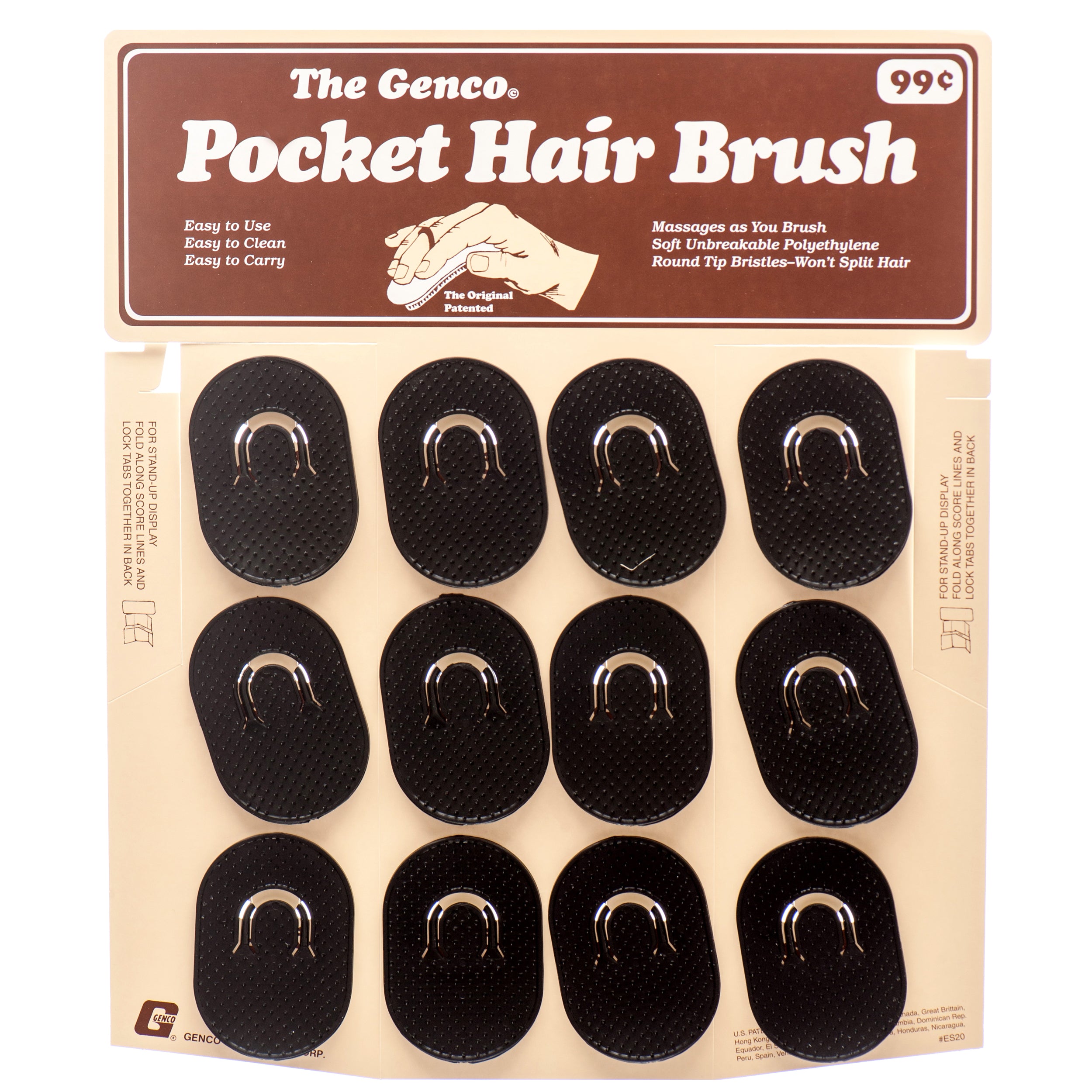 Pocket Hair Brush Black Color (Pack Of 12)