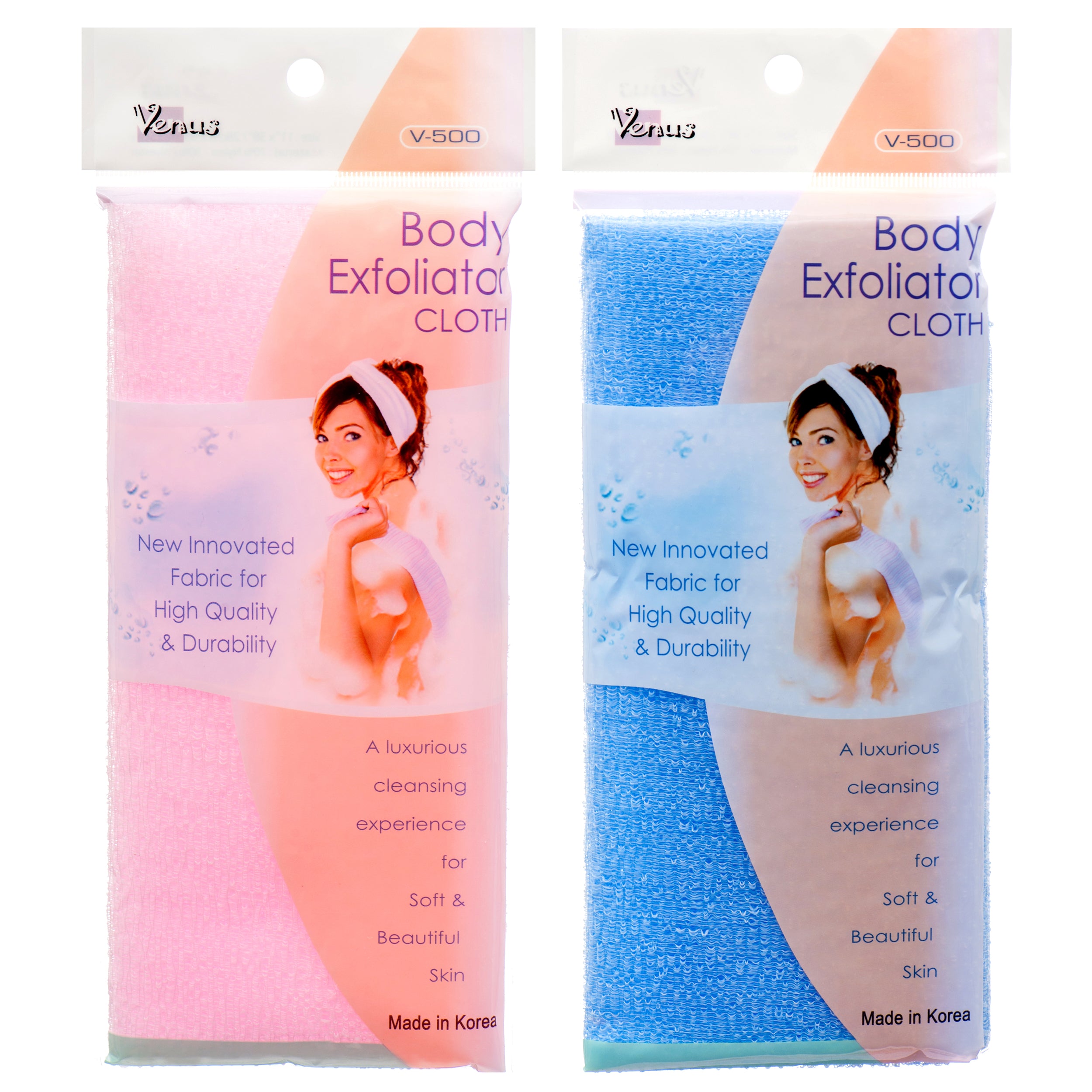 Venus Shower Exfoliating Skin Towel W/2 Asst Colors V-500 (Pack Of 12)