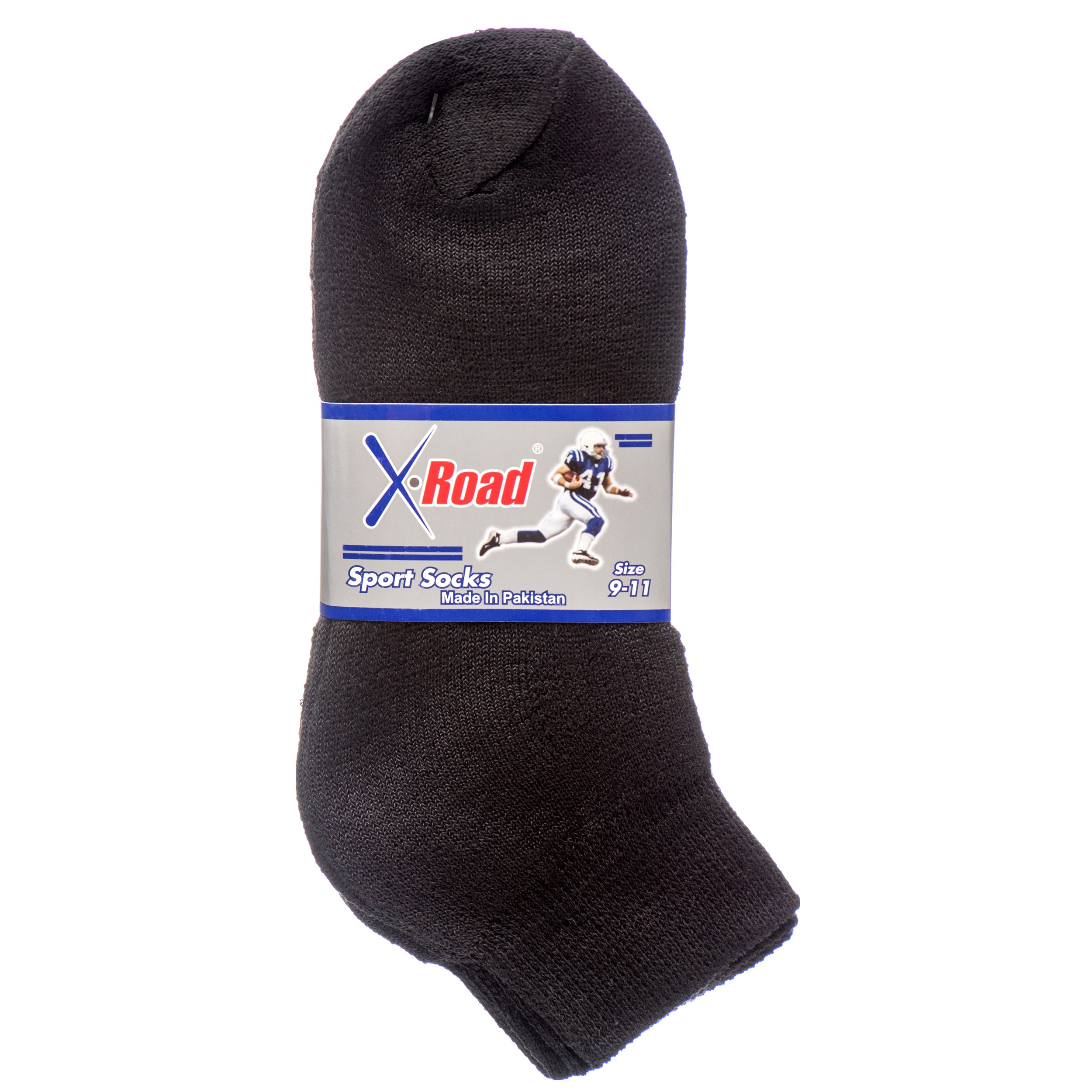 Sport Socks Men 2 Pair Ankle All Black 9-11 (6 Pack)