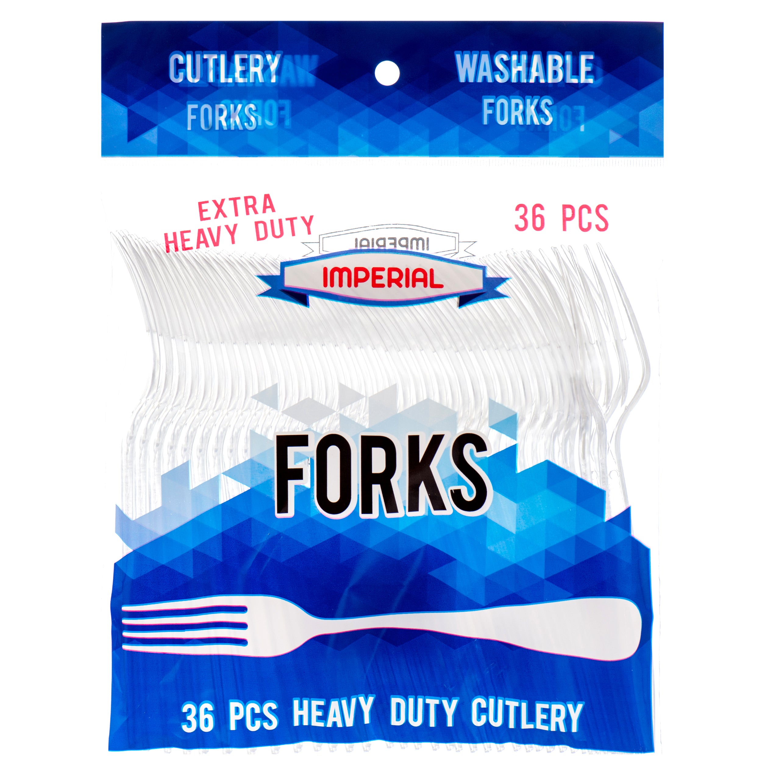 Imperial Plastic Fork Clear 36 Ct Extra Heavy Duty (48 Pack)