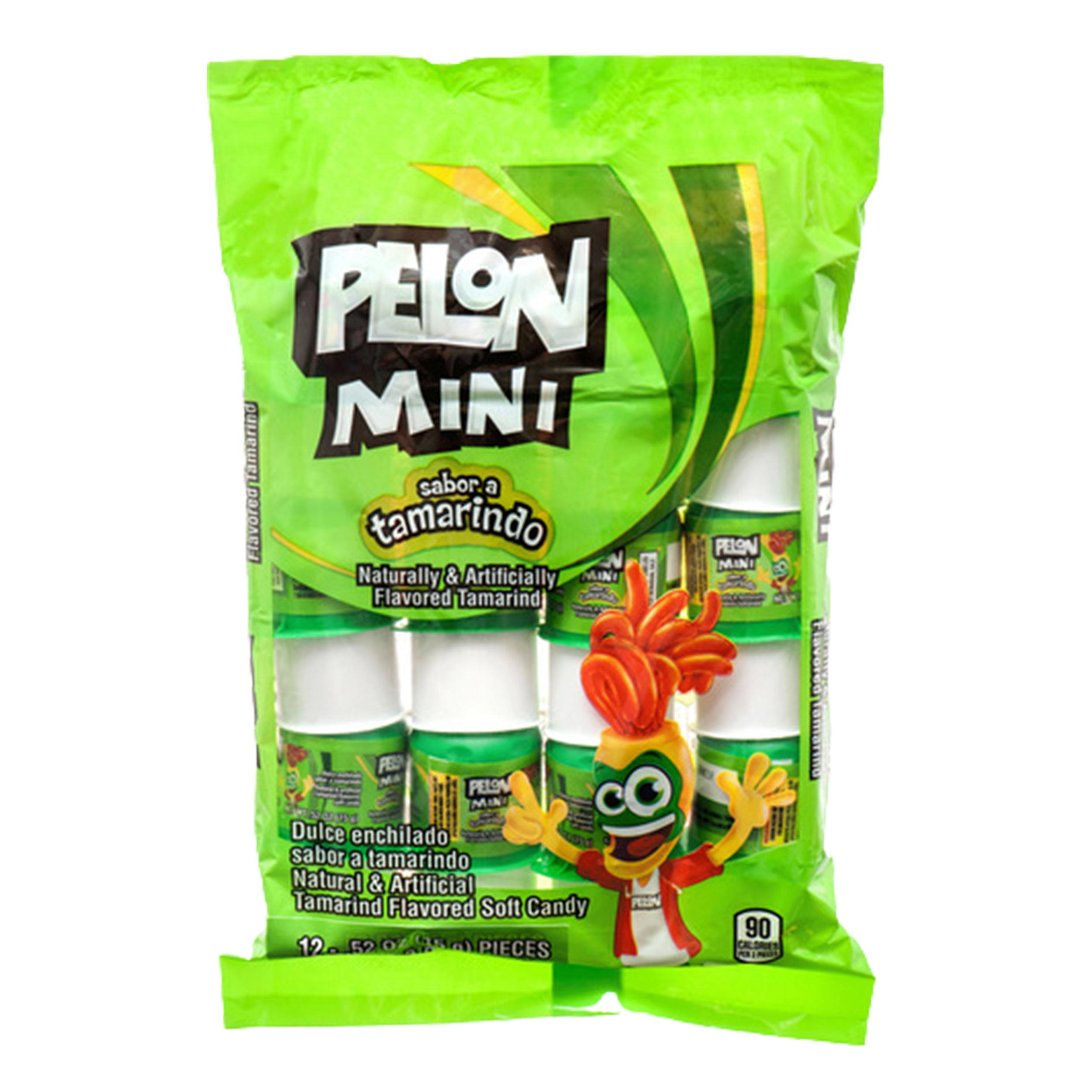 Pelon Mini tamarind candy bag 12 pieces Mexican tamarindo soft candy in green packaging with mini containers