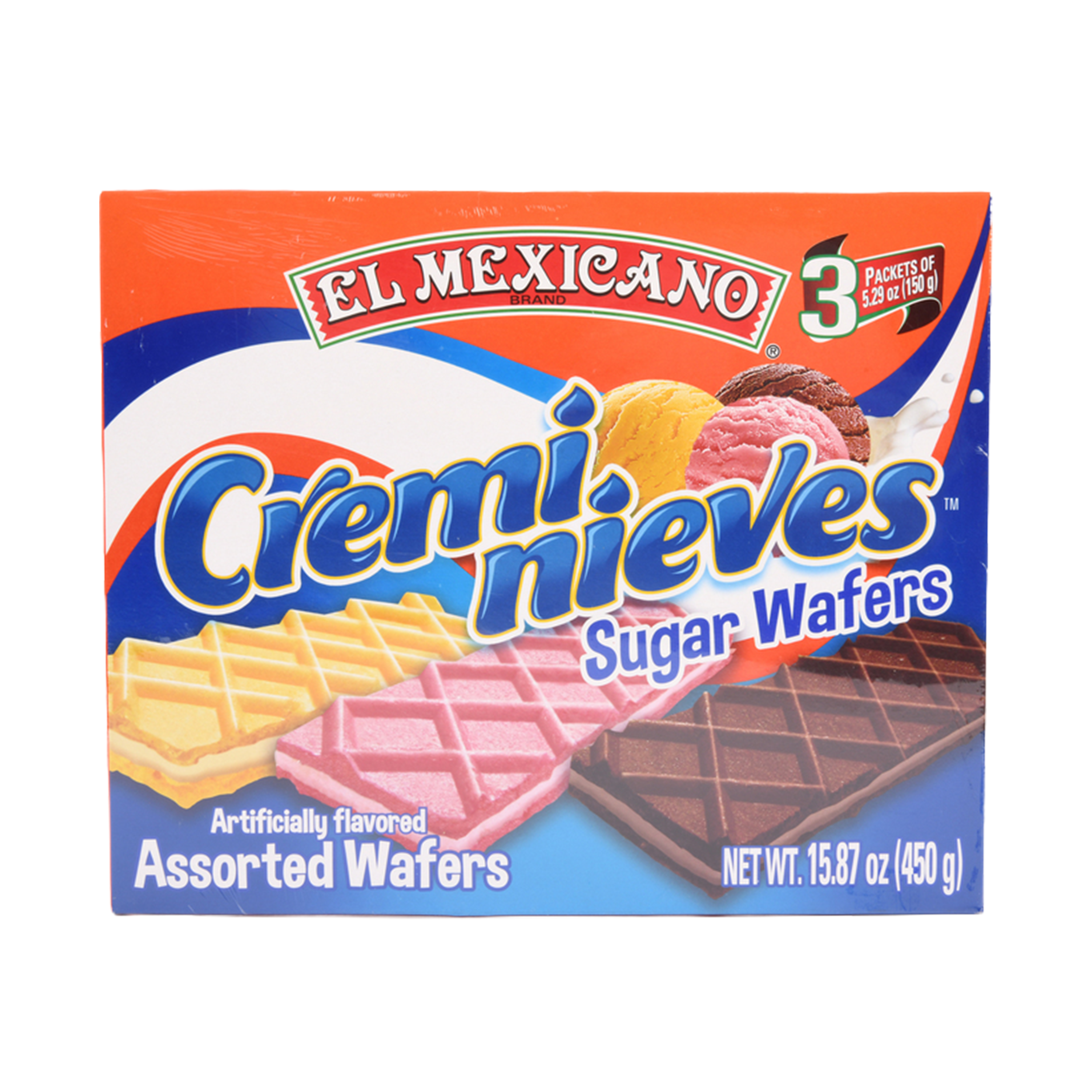 El Mexicano Creminieves assorted sugar wafers 15.87oz box  cream filled wafer cookies