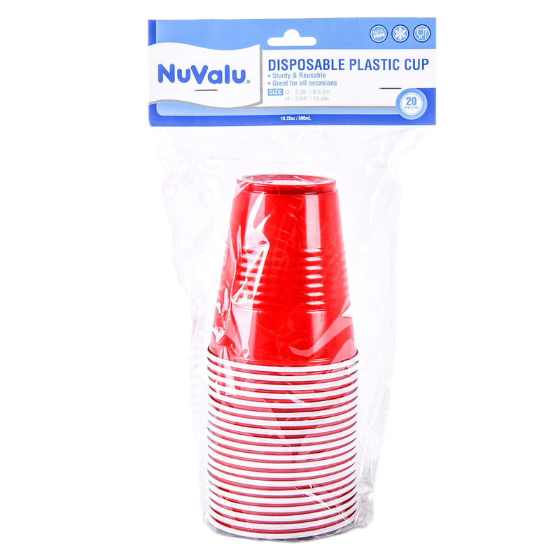 Nuvalu Plastic Disposable Cups 20Pcs 300Ml (24 Pack)