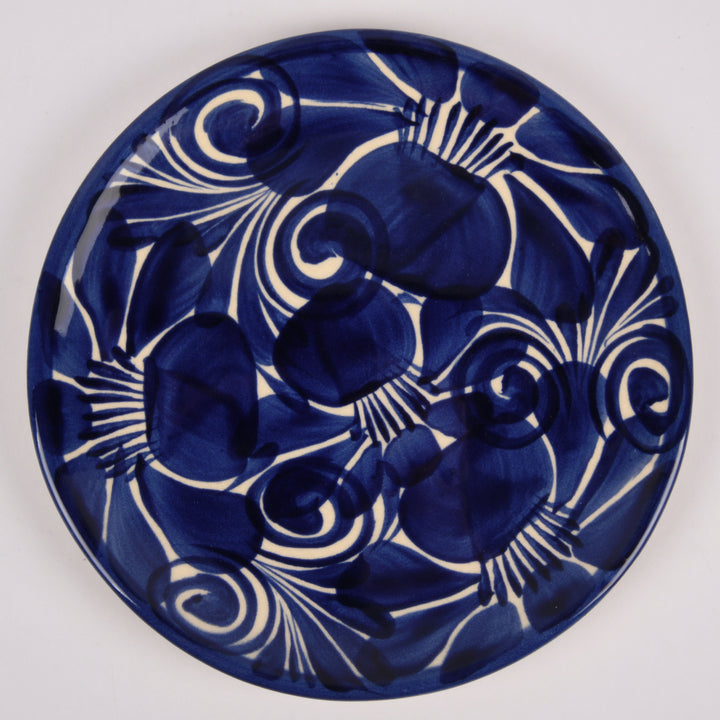 CERAMIC DINNER PLATE 7.5"  W/BLUE DESIGNS(1 Count)