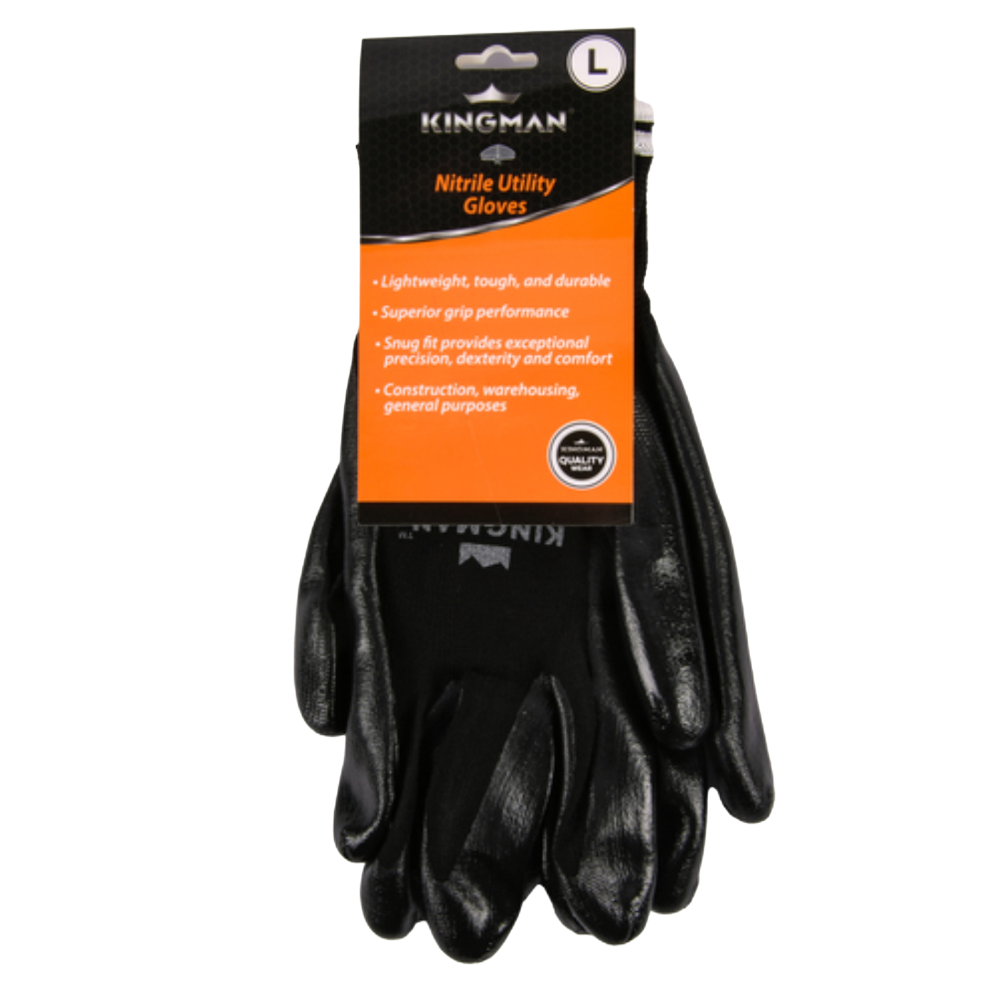 Kingman Nitrile Utility Gloves, Large (12 Pack)