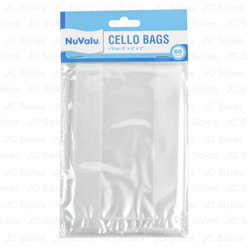 Nuvalu Cello Bag 60Ct Clear 6" X 4" X 2" (24 Pack)