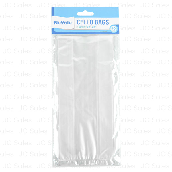 Nuvalu Cello Bag 40Ct Clear 9" X 4" X 2" (24 Pack)