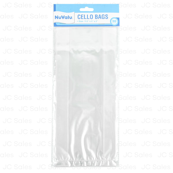 Nuvalu Cello Bag 30Ct Clear 11.5" X 5" X 2" (24 Pack)