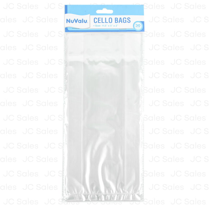Nuvalu Cello Bag 30Ct Clear 11.5" X 5" X 2" (24 Pack)