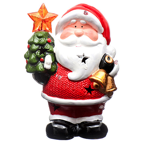 HX CERAMIC DECO SANTA STAND W/STAR & LED (6 PACK)