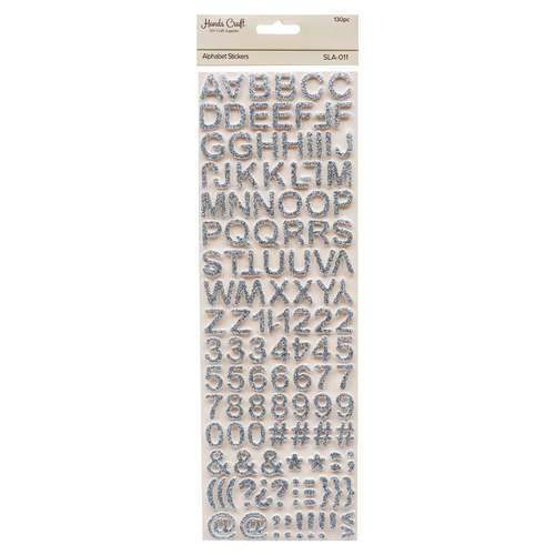 ANGELS CRAFT ALPHABET STICKERS SILVER GLITTER (12 PACK)