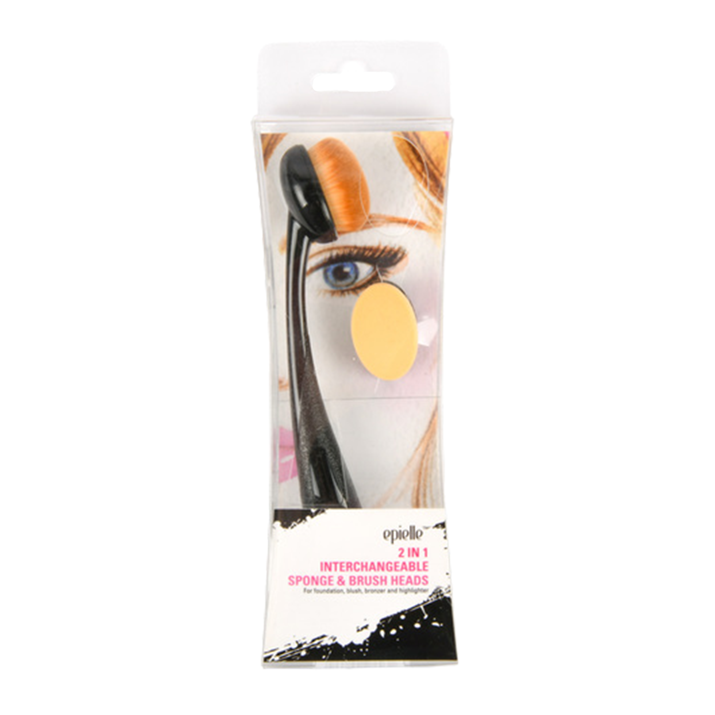 Epielle 2 in 1 interchangeable sponge and brush heads makeup applicator tool