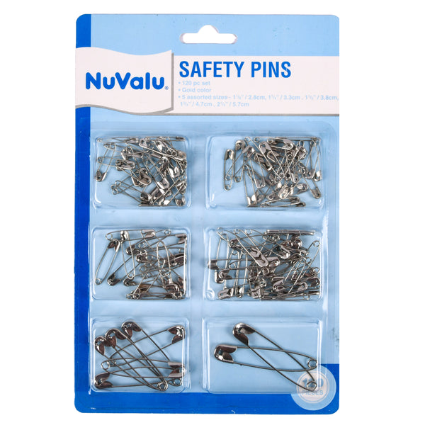 Nuvalu Safety Pins Mix 120Ct W/Blister (24 Pack)