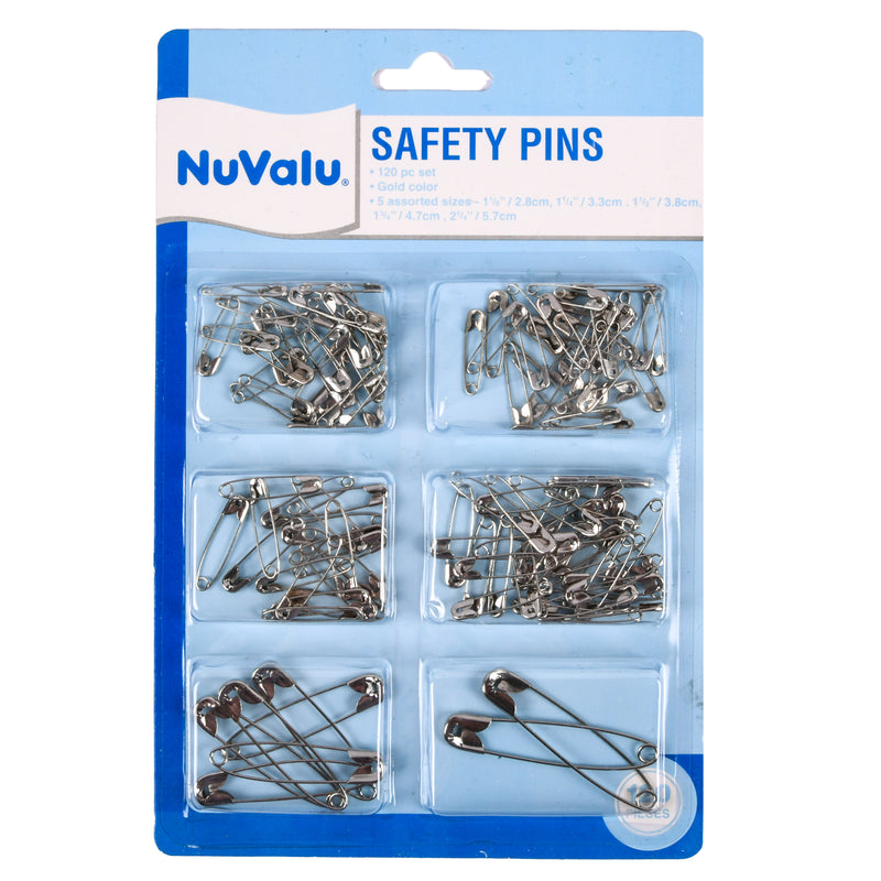Nuvalu Safety Pins Mix 120Ct W/Blister (24 Pack)