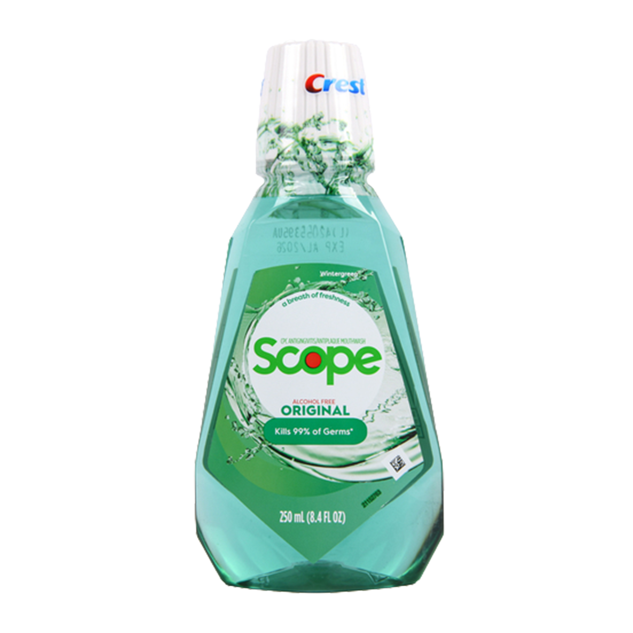Crest Scope Original alcohol‑free mouthwash 250 mL bottle – fresh breath oral rinse