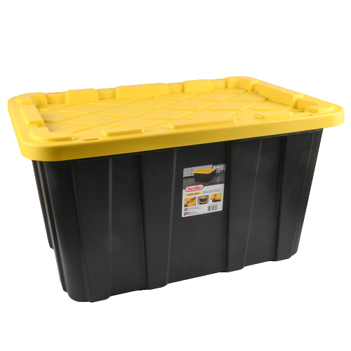 Industrial Tote Yellow Lily W/ Lid and Blk Base 27Gal (Pack Of 1)
