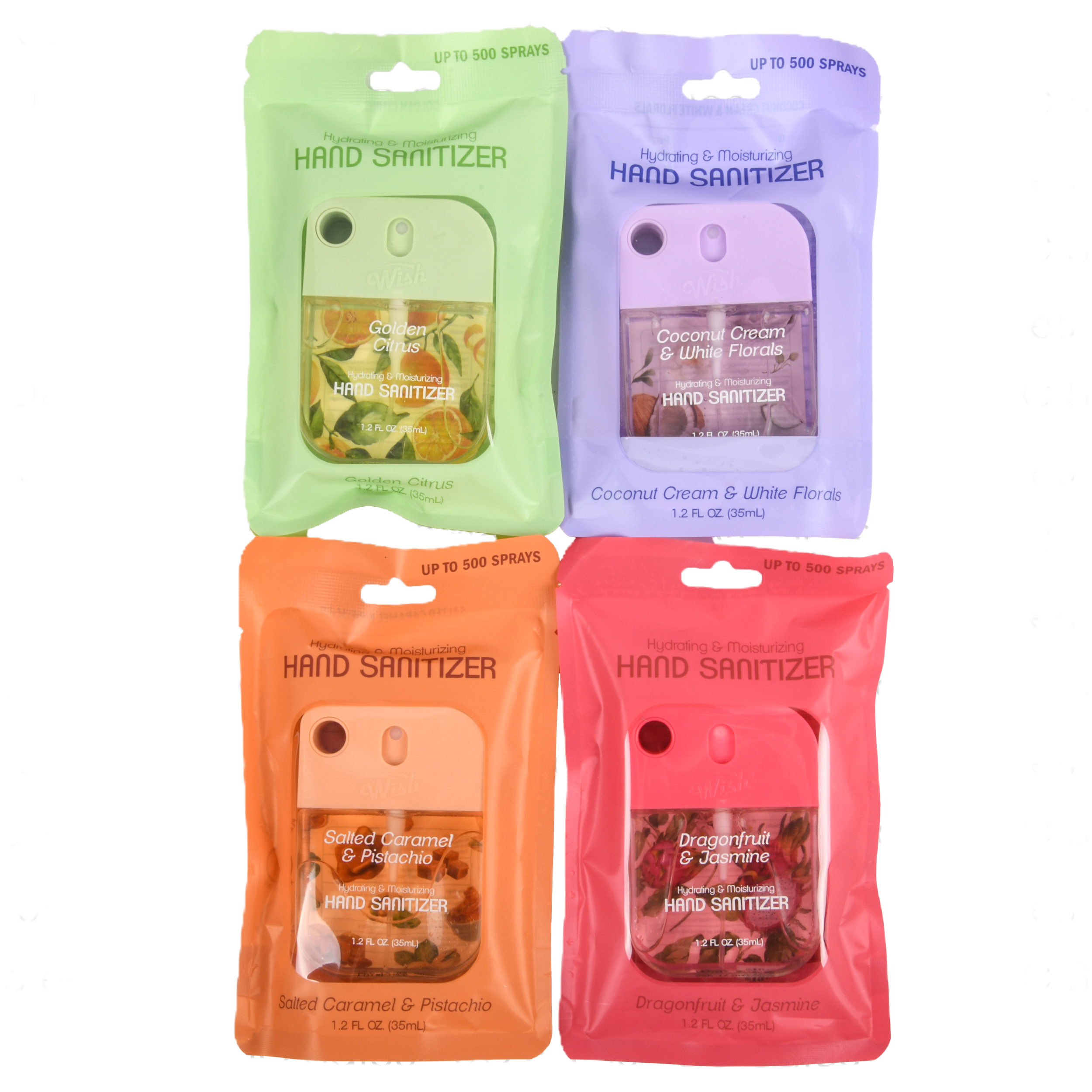 Wish hand sanitizer spray 1.2oz assorted scents travel size alcohol hand sanitizer 48 pack