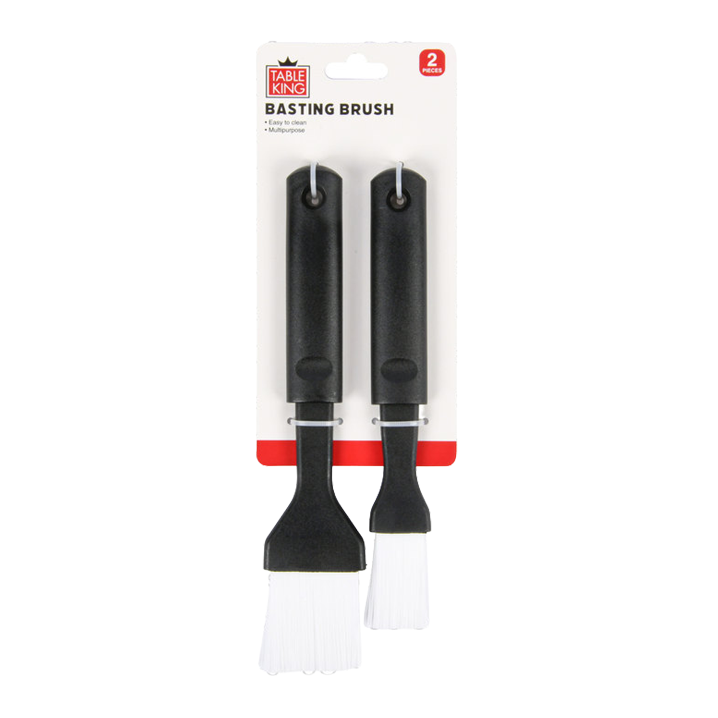 Table King basting brush set 2 pack with black handles and silicone bristles in retail packaging for grilling and cooking
