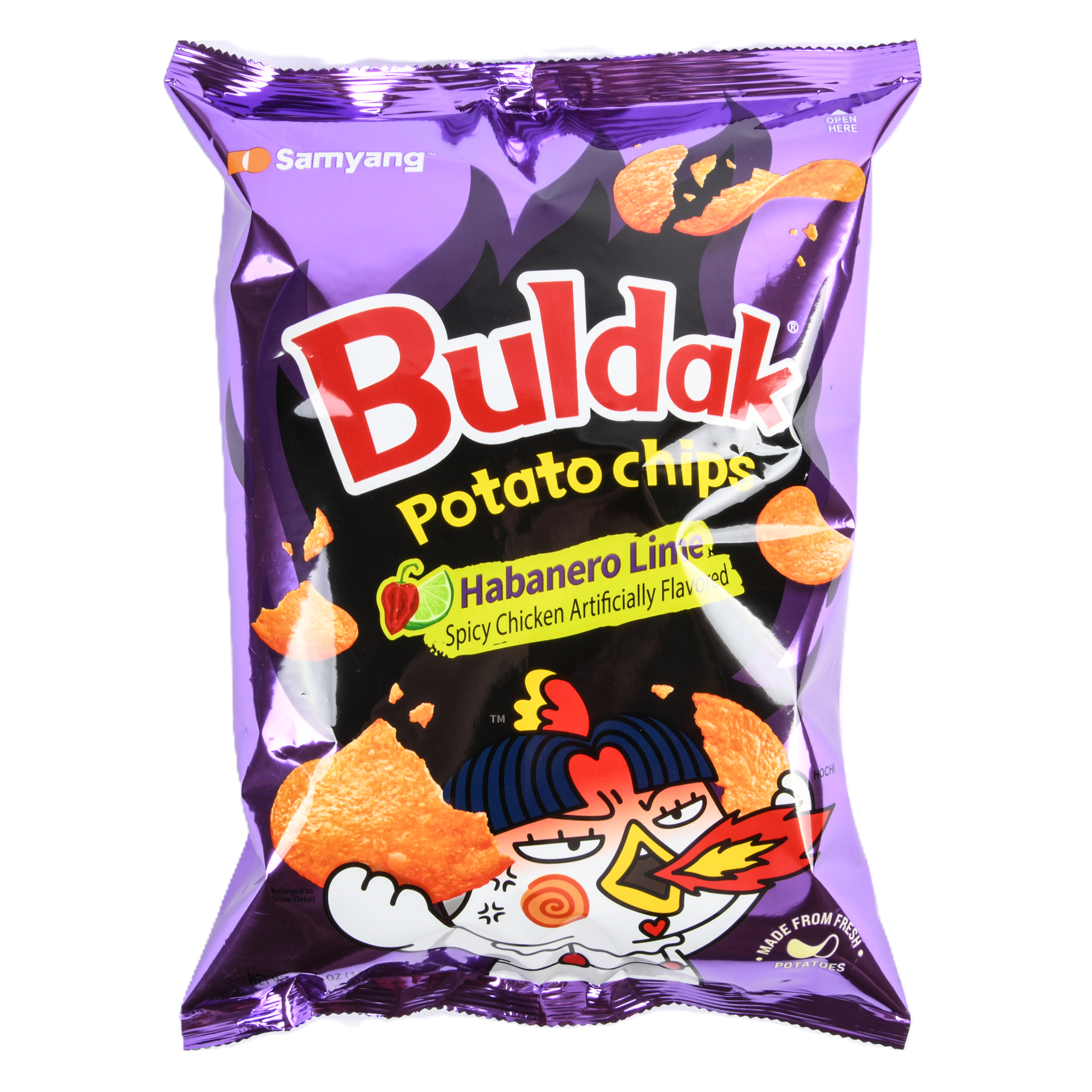 Buldak potato chips habanero lime 4.23oz bag spicy Korean chips with citrus heat flavor