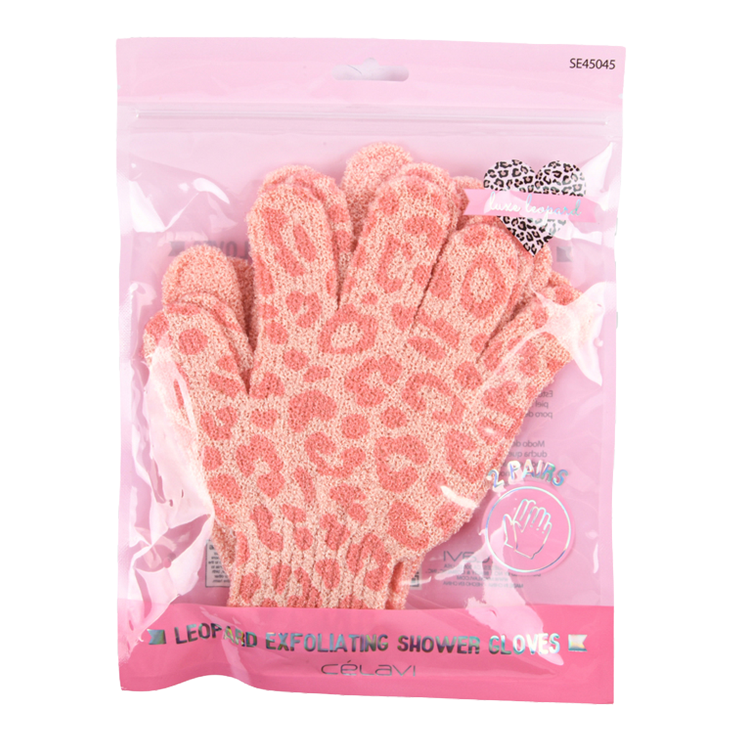 CELAVI LEOPARD EXFOLIATING SHOWER GLOVE 2 PC (Pack Of 12)