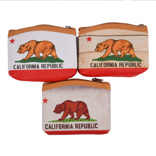 KEY CHAIN COIN PURSE CALIFORNIA REPUBLIC GRIZZLY BEAR DESIGN