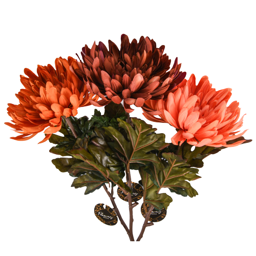 ARTIFICIAL FLOWER CHRYSANTHEMUMS 4 ASST COLORS (24 PACK)