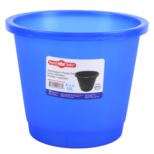 6QT WASTEBASKET ASST COLORS (24 PACK)