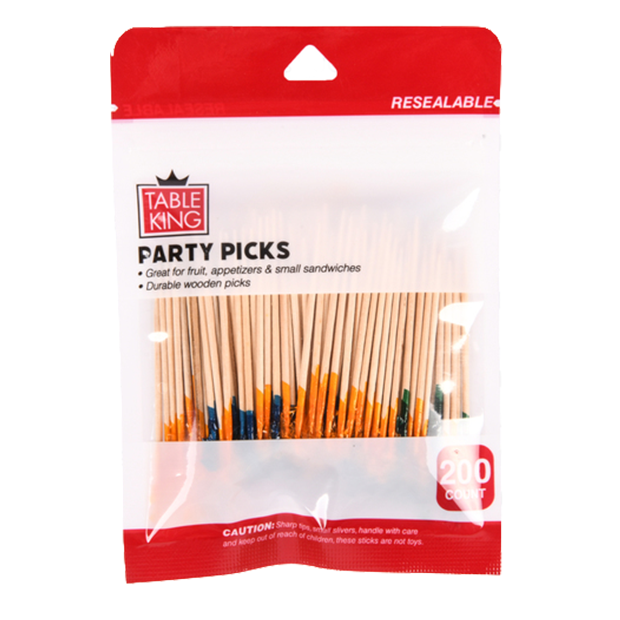 Table King party picks 200 count wooden toothpicks in resealable package for appetizers and cocktail garnishes