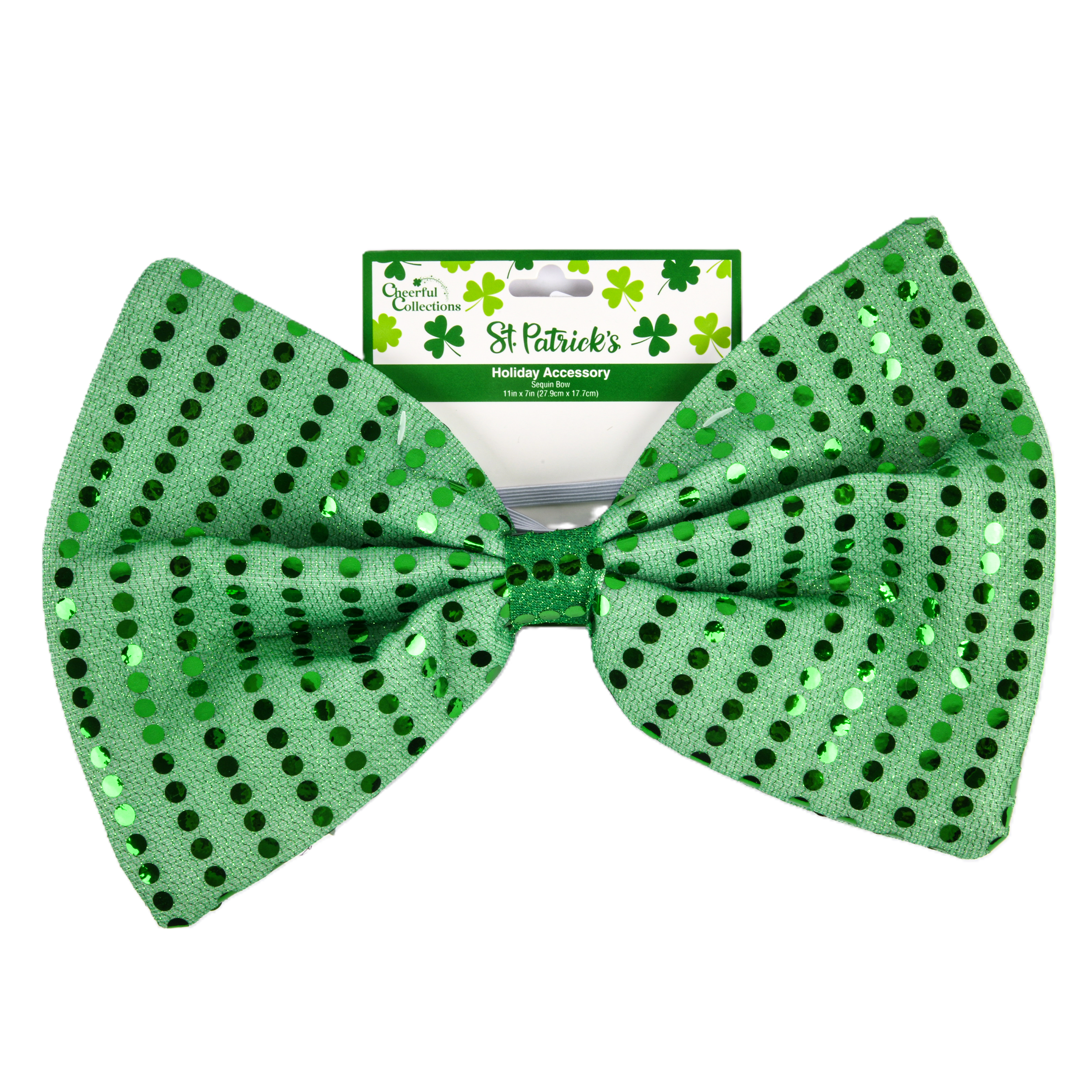 St. Patrick’s Day green sequin bow tie with elastic band – festive holiday costume accessory (6 pack)