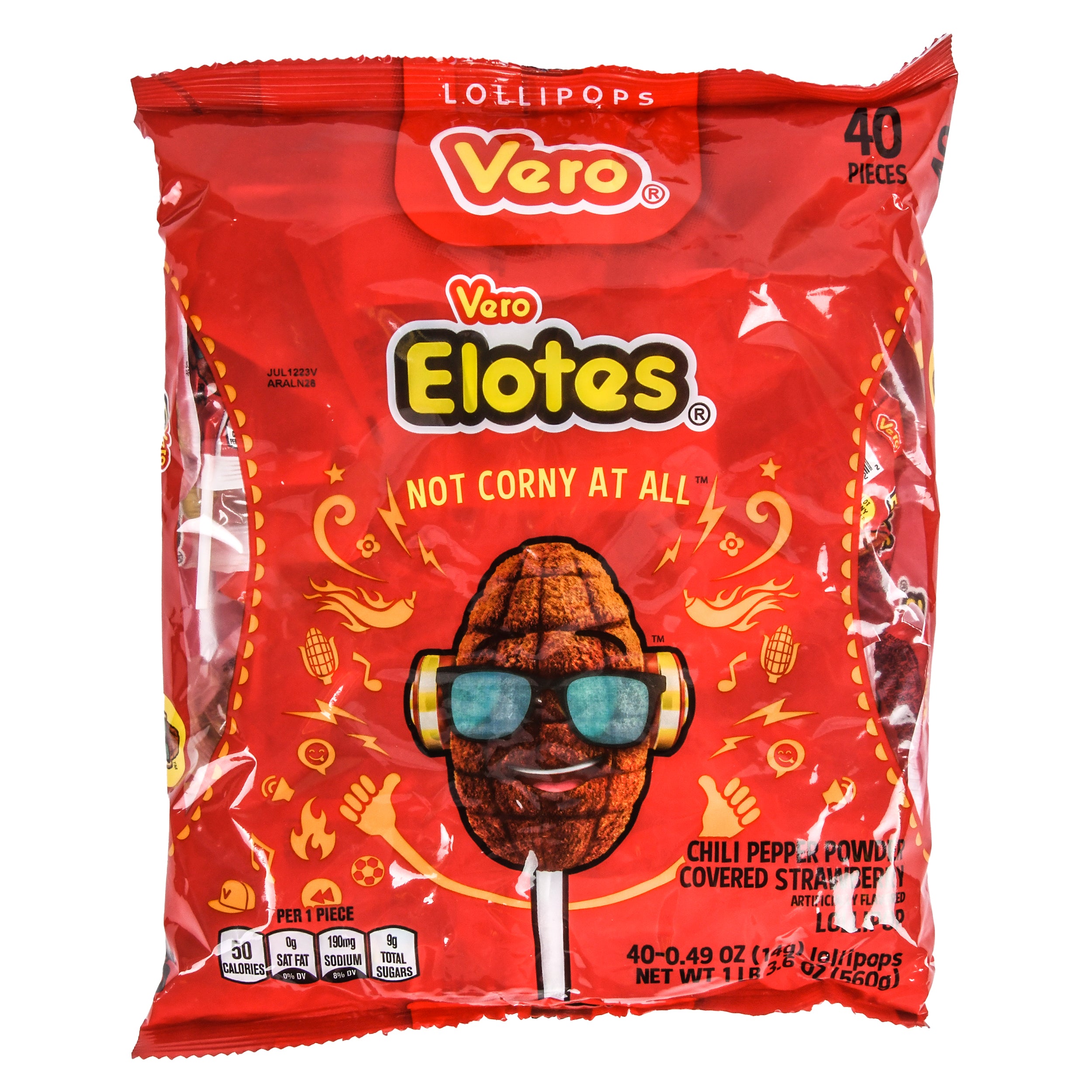 Vero Elote chili lollipops 40 count bag Mexican spicy strawberry candy with chili powder