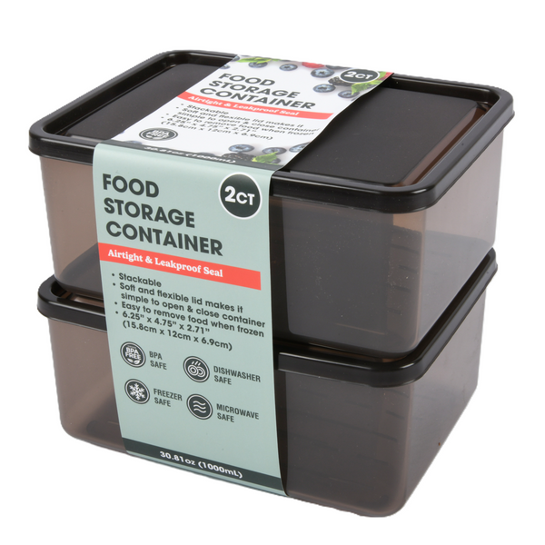 PLASTIC FOOD CONTAINER SOFT 1000ML 2PCS (12 Pack)