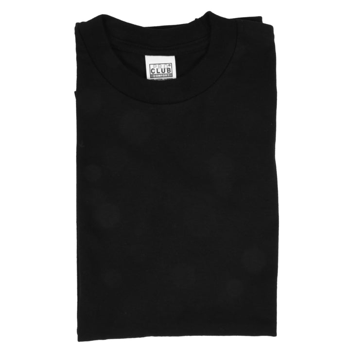 Pro Club black crew neck comfort T‑shirt size medium heavyweight cotton tee folded