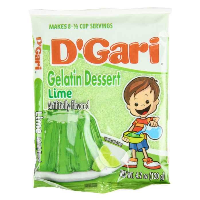 D'Gari Gelatin Dessert, Lime, 4.2 oz (24 Pack)