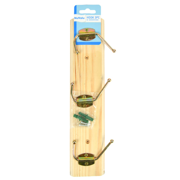 Nuvalu Cloth Hanger Wooden 3 Hooks (24 Pack)