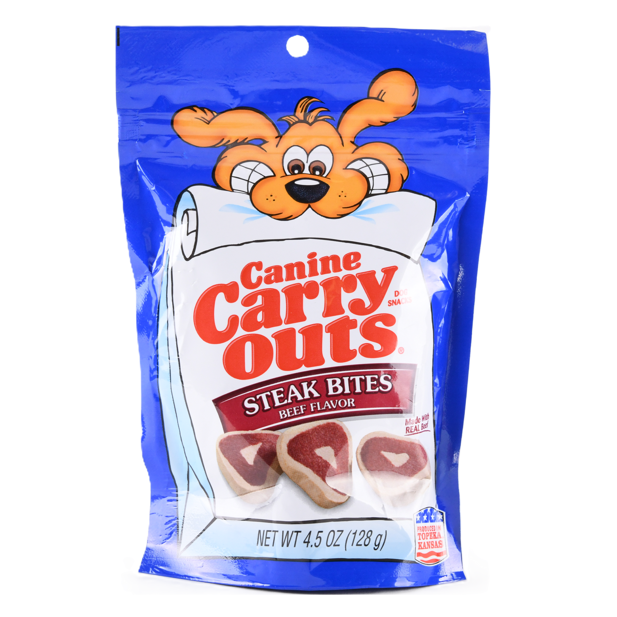 Canine Carry Outs steak bites beef flavor dog treats 4.5oz bag soft chewy dog snacks 12 pack